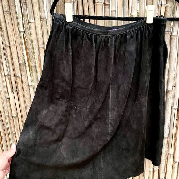 Ralph Lauren Collection purple label  100% Suede Midi Flare Skirt sz 8 old money - Picture 5 of 8